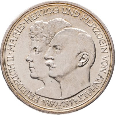 купить Германская Империя 3 марки (mark) 1914 "25 лет свадьбе Фридриха II и Марии Баденской Анхальт-Дессау"