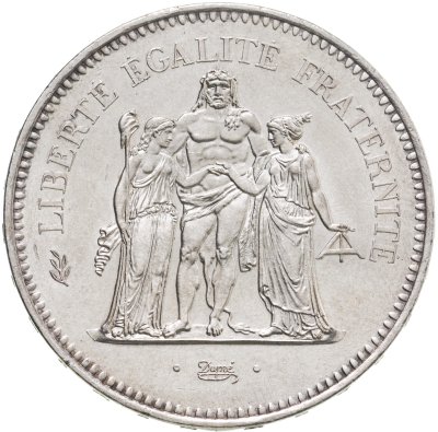 купить Франция 50 франков (francs) 1977 "Геркулес и Девы''