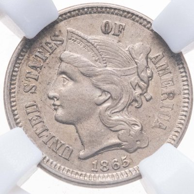 купить США 3 цента (cents) 1865, в слабе ННР MS62