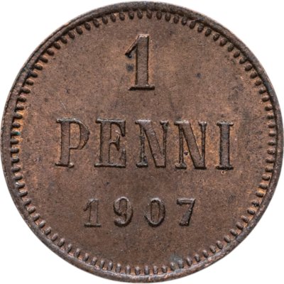 купить 1 пенни (penny) 1907, монета для Финляндии