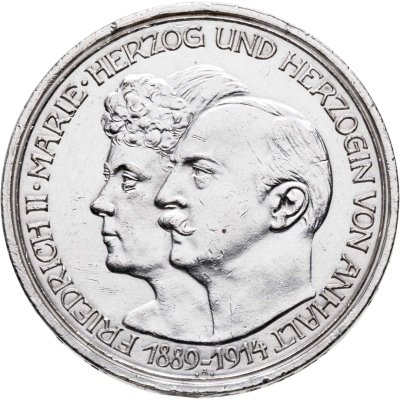купить Германская Империя 3 марки (mark) 1914 "25 лет свадьбе Фридриха II и Марии Баденской Анхальт-Дессау"