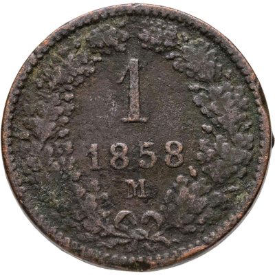 купить Австрия 1 крейцер 1858, знак монетного двора "M" - Милан