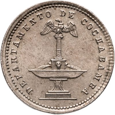 купить Боливия, Кочабамба 5 сентаво (centavos) 1876 платежный жетон Даниэль Кирога