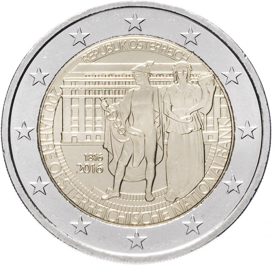 купить Австрия 2 евро 2016 "200 лет Национальному Банку"