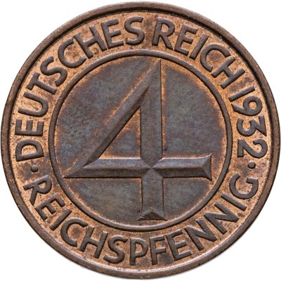 купить Германия 4 рейхспфеннига (reichspfennig) 1932, знак монетного двора "A" — Берлин