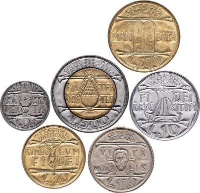 купить Ватикан набор из 6 монет 1993 (10, 20, 50, 100, 200, 500)