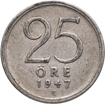 купить Швеция 25 эре (ore) 1947 Серебро, "SVERIGE" на аверсе