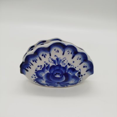 купить Салфетница с цветочным декором, Гжель, фарфор, СССР, 1990-2010 гг.