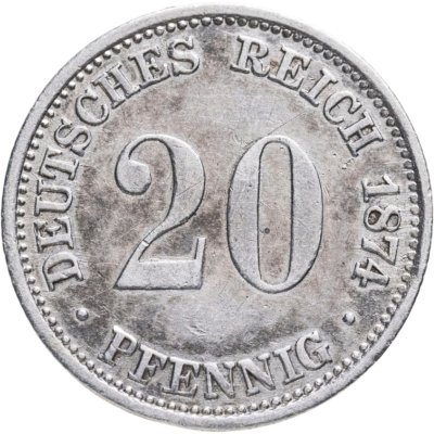купить Германия 20 пфеннигов (pfennig) 1874 Знак монетного двора: "A" - Берлин