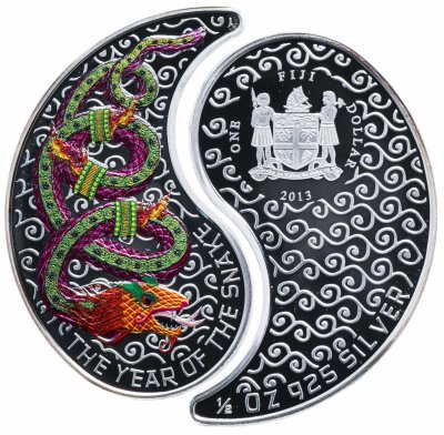 купить Фиджи 1 доллар 2013 "Китайский календарь - год змеи"