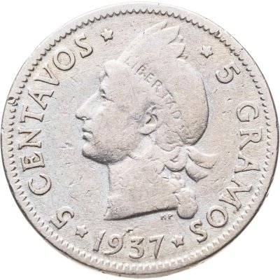 купить Доминикана 5 сентаво (centavos) 1937