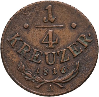 купить Австрия 1/4 крейцера 1816, знак монетного двора "A" - Вена