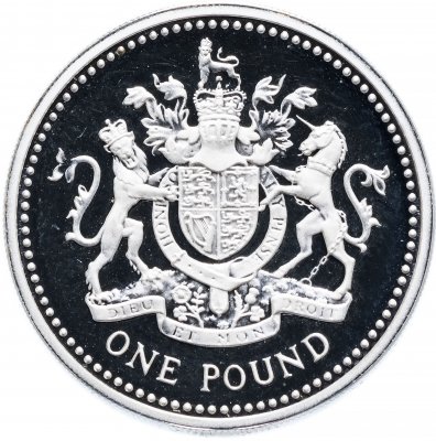 купить Великобритания 1 фунт (pound) 1993 Proof пьедфорт в капсуле и футляре с сертификатом
