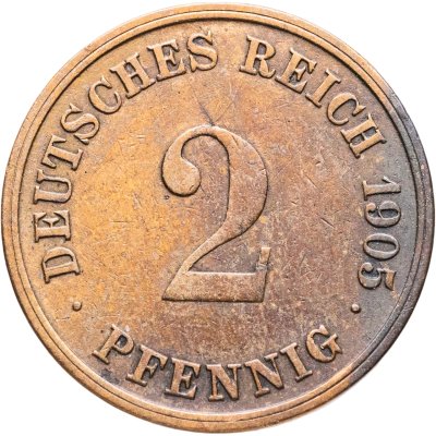 купить Германия 2 пфеннига (pfennig) 1905 G знак монетного двора: "G" - Карлсруэ