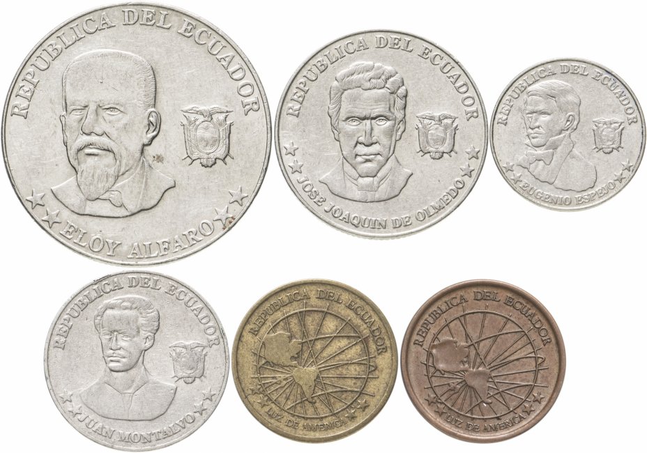 купить Эквадор, набор монет 2000-2003 г. (6 монет)