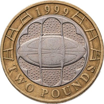 купить Великобритания 2 фунта (pounds) 1999 "Чемпионат мира по регби"