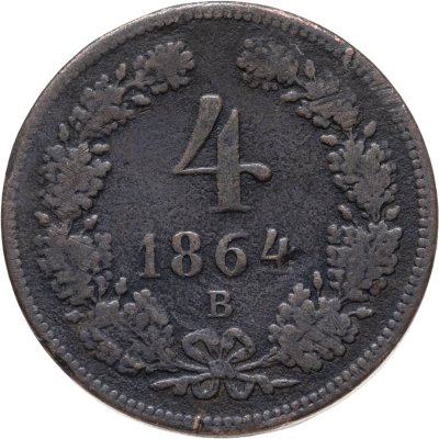 купить Австрия 4 крейцера 1864 В, знак монетного двора "B" - Кремница