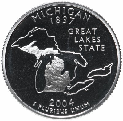 купить США 25 центов (квотер, 1/4 доллара, quarter dollar) 2004 Квотер штата Мичиган Серебро
