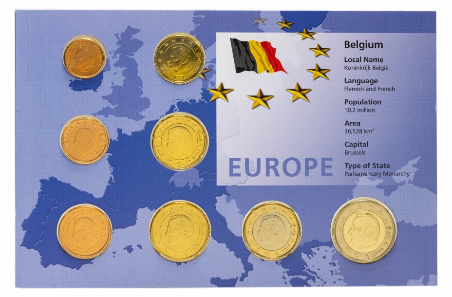 купить Бельгия набор монет евро 1999-2001 (8 монет в буклете)