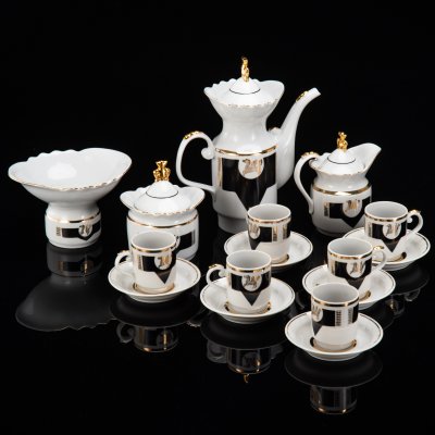 купить Сервиз кофейный "Пегас" на 6 персон (16 предметов), фарфор, крытье, деколь, золочение, Сумский фарфоровый завод, СССР, 1974-1991 гг.