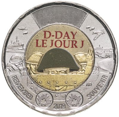купить Канада 2 доллара 2019 "75 лет высадке союзников в Нормандии (D-Day)" цветное покрытие