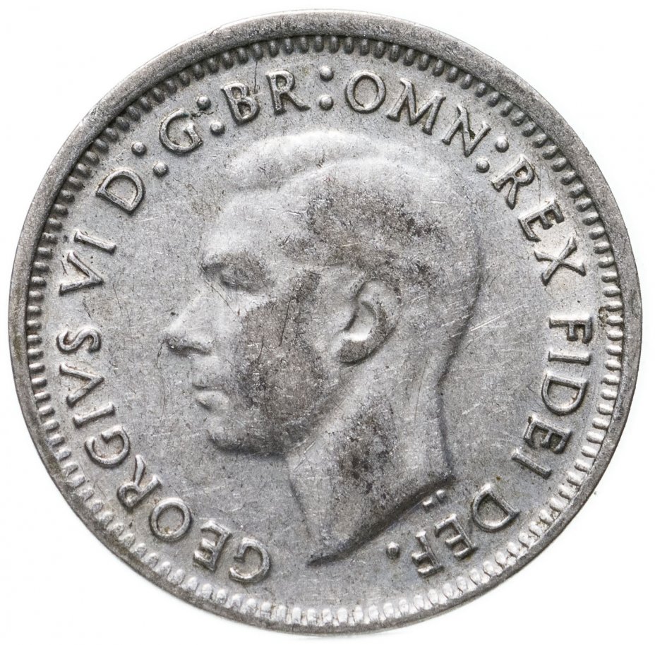 купить Австралия 3 пенса (pence) 1938-1952, случайный год с портретом Короля Георга VI [СЕРЕБРО 500 ПРОБЫ]