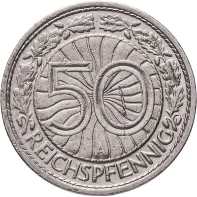 купить Германия 50 рейхспфеннигов (reichspfennig) 1930, знак монетного двора "A" — Берлин