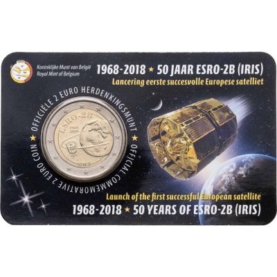 купить Бельгия 2 евро 2018 "50 лет запуску спутника ESRO-2B" в блистере