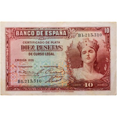 купить Испания 10 песет 1935 (Pick 86a)