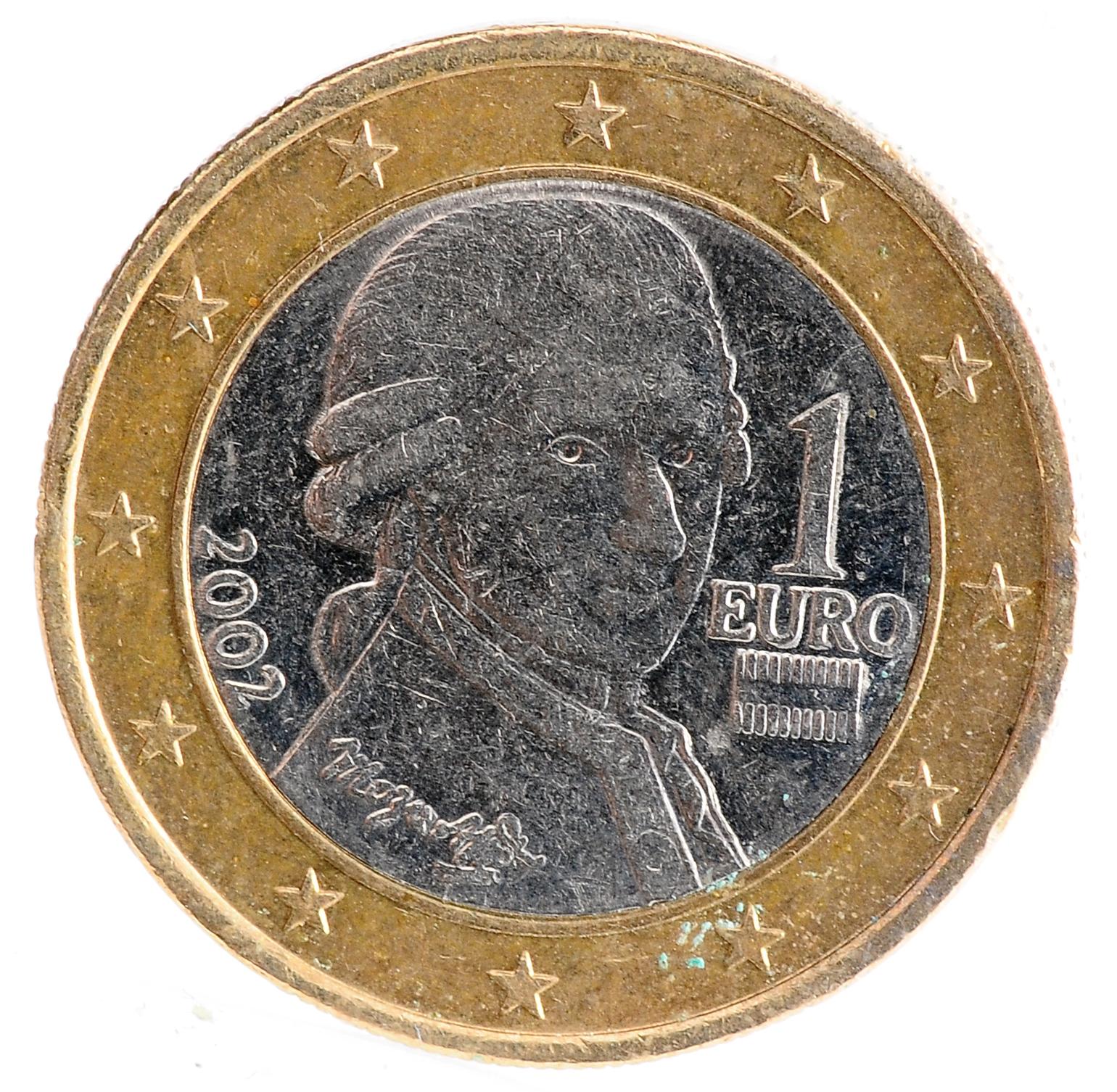 Сколько сегодня 1 евро. 1 Евро 2002. 1 Евро 2002 Austria. Монета 1 евро 2002. Монетка 1 евро 2002 года.
