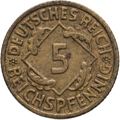 купить Германия 5 рейхспфеннигов (reichspfennig) 1936 E знак монетного двора "E" — Мульденхюттен