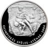 Купить Латвия 1 лат (lats) 2002 "XXVIII летние Олимпийские Игры, Афины 2004 - Греко-римская борьба", в слабе Монетник.ру PF65