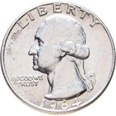 купить США 25 центов (квотер, 1/4 доллара, quarter dollar) 1964 без знака монетного двора - Филадельфия