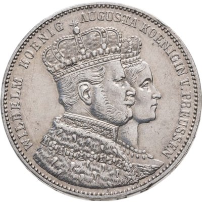 купить Германия, королевство Пруссия. 1 союзный талер (vereinstaler) 1861 - Коронация Вильгельма I и Августы