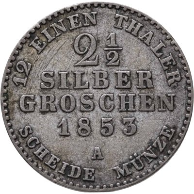 купить Германия, Пруссия 2 1\2 гроша 1853 А