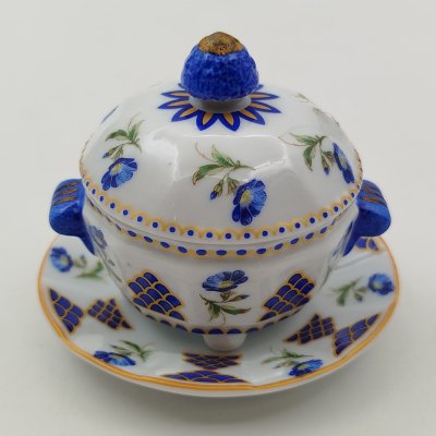 купить Солонка в виде супницы (миниатюрная) с изображением синих цветов, "Porcelain Art" (PA), фарфор, деколь, Европа, 1970-2000 гг.