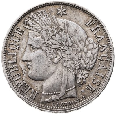 купить Франция 5 франков 1870 "Церера - древнеримская богиня плодородия "A" - Париж"