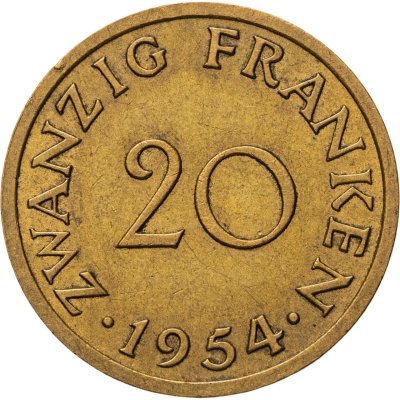 купить Саар 20 франков (francs) 1954
