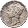 Купить США 10 центов (дайм, one dime) 1937  Mercury Dime Без отметки монетного двора