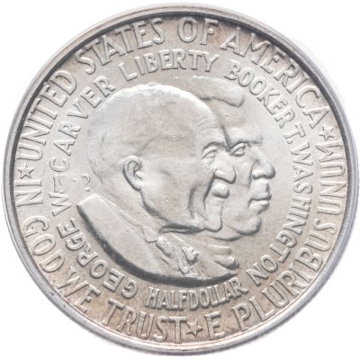 купить США 50 центов (1/2 доллара) 1952 "Джордж Вашингтон Карвер и Букер Талиафер Вашингтон", в слабе ANACS MS65