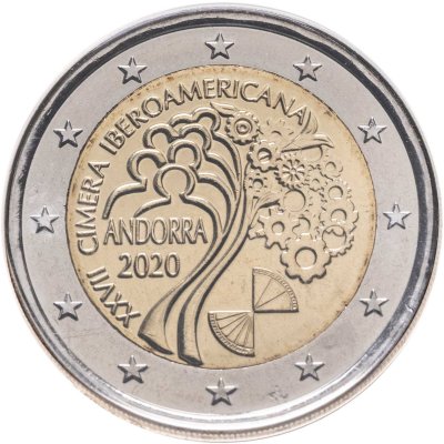 купить Андорра 2 евро 2020 "XXVII Иберо-американский саммит в Андорре-2020", в блистере