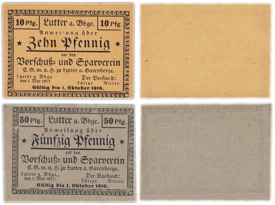 купить Германия (Ганновер: Луттер-ам-Баренберге) набор из 2-х нотгельдов 1917