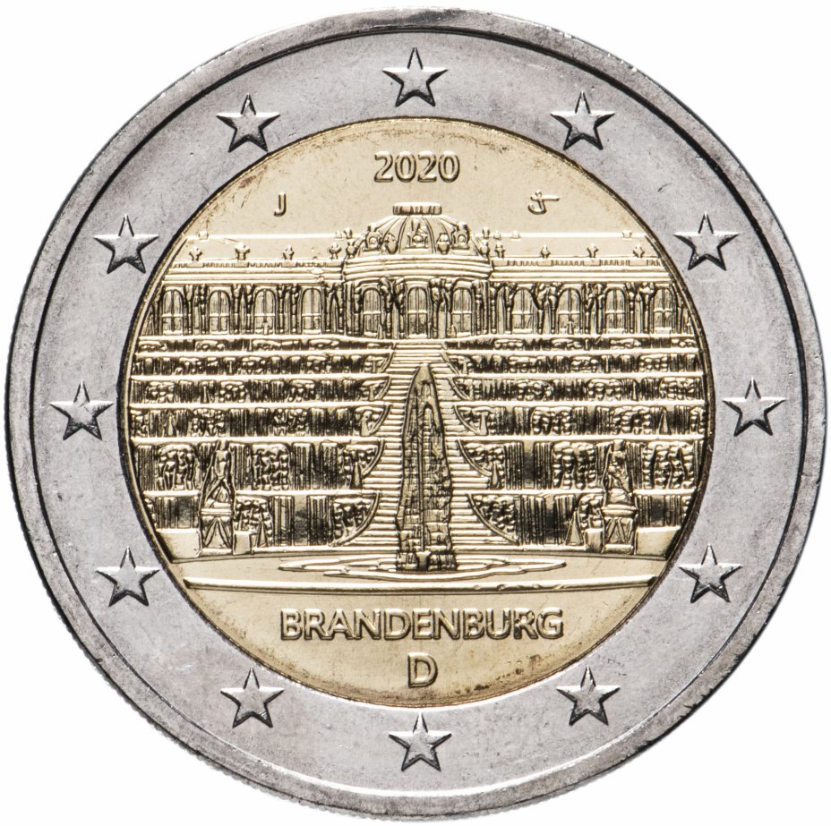 купить Германия 2 евро 2020 J "Дворец Сан-Суси в Потсдаме"