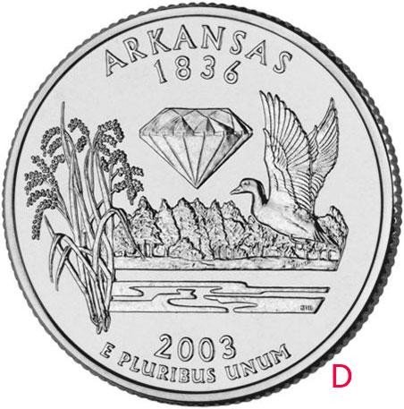 купить США 25 центов (квотер) 2003 D — штат Арканзас