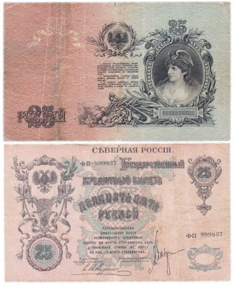 купить 25 рублей 1919 Северная Россия