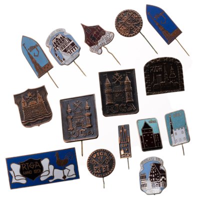 купить Подборка 15-ти туристических значков на тему г. Риги (Латвийская ССР), СССР, 1970-1980 гг.