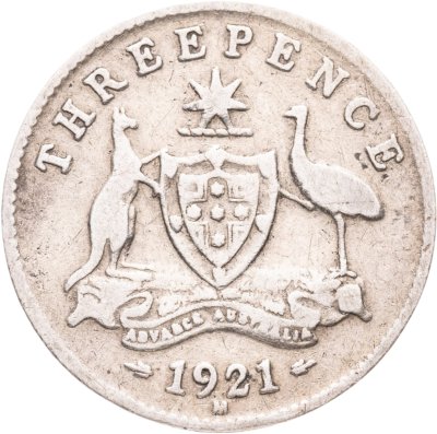 купить Австралия 3 пенса (pence) 1921 M знак монетного двора: "M" - Мельбурн, Австралия