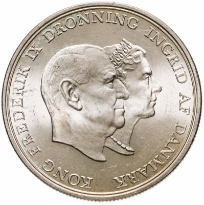 Купить Дания 5 крон (kroner) 1960 "Серебряная свадьба короля Фредерика и королевы Ингрид"
