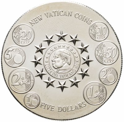 купить Либерия 5 долларов (dollars) 2005 "Новые монеты Ватикана и Сан-Марино"