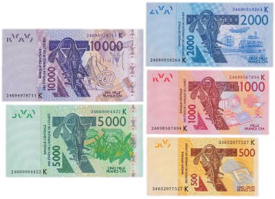 купить Западноафриканские штаты набор из 5 банкнот 500-1000-2000-5000-10000 франков 2024